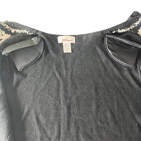 Worthington Black Floral Embroidered Beaded Knit Cardigan Grannycore Retro Sz M - Picture 9 of 10